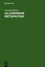 Cover: Allgemeine Metaphysik - De Gruyter