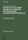 Cover: &Eacute;tudes de syntaxe - De Gruyter