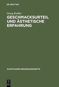 Cover: Geschmacksurteil und &auml;sthetische Erfahrung - De Gruyter