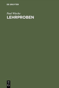Abbildung von: Lehrproben - De Gruyter