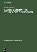 Cover: Kleine generative Syntax des Deutschen - De Gruyter