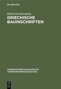 Cover: Griechische Bauinschriften - De Gruyter