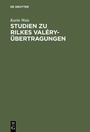 Cover: Studien zu Rilkes Valéry-Übertragungen - De Gruyter Mouton