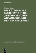 Cover: Die kategoriale Systematik in den "metaphysischen Anfangsgr&uuml;nden der Rechtslehre" - De Gruyter