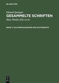 Cover: Kulturphilosophie und Kulturkritik - De Gruyter