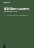 Cover: Kulturphilosophie und Kulturkritik - De Gruyter