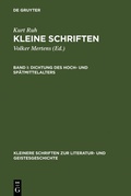Cover: Dichtung des Hoch- und Sp&auml;tmittelalters - De Gruyter