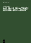 Cover: Das Recht der offenen Handelsgesellschaft - De Gruyter