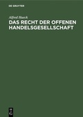 Cover: Das Recht der offenen Handelsgesellschaft - De Gruyter