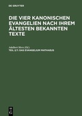 Cover: Das Evangelium Mathaeus - De Gruyter