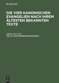 Cover: Das Evangelium Mathaeus - De Gruyter