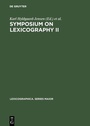 Cover: Symposium on Lexicography II - De Gruyter