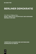 Cover: Berliner Demokratie / Berlin als Hauptstadt der Weimarer Republik 1919-1933 - De Gruyter