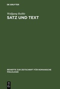 Cover: Satz und Text - De Gruyter Mouton