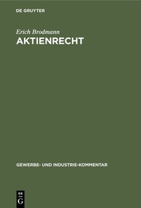 Abbildung von: Aktienrecht - De Gruyter