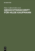 Cover: Ged&auml;chtnisschrift f&uuml;r Hilde Kaufmann - De Gruyter