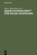 Cover: Ged&auml;chtnisschrift f&uuml;r Hilde Kaufmann - De Gruyter