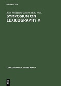 Cover: Symposium on Lexicography V - De Gruyter Mouton