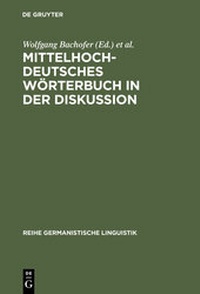 Abbildung von: Mittelhochdeutsches Wörterbuch in der Diskussion - De Gruyter