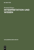 Cover: Interpretation und Wissen - De Gruyter