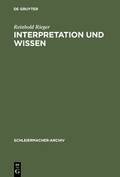 Cover: Interpretation und Wissen - De Gruyter