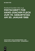 Cover: Festschrift f&uuml;r Hans-Joachim Fleck zum 70. Geburtstag am 30. Januar 1988 - De Gruyter