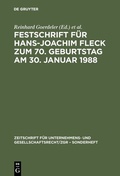 Cover: Festschrift f&uuml;r Hans-Joachim Fleck zum 70. Geburtstag am 30. Januar 1988 - De Gruyter