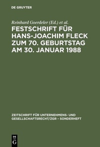 Abbildung von: Festschrift für Hans-Joachim Fleck zum 70. Geburtstag am 30. Januar 1988 - De Gruyter
