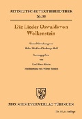 Cover: Die Lieder Oswalds von Wolkenstein - De Gruyter