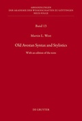 Cover: Old Avestan Syntax and Stylistics - De Gruyter