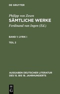 Cover: Lyrik I. Zweiter Teil - De Gruyter