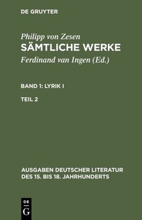 Abbildung von: Lyrik I. Zweiter Teil - De Gruyter