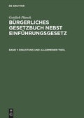 Cover: Einleitung und Allgemeiner Theil - De Gruyter