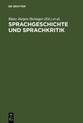 Cover: Sprachgeschichte und Sprachkritik - De Gruyter