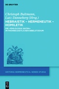 Cover: Hebraistik - Hermeneutik - Homiletik - De Gruyter