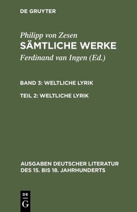 Abbildung von: Weltliche Lyrik - De Gruyter