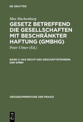 Cover: Das Recht des Gesch&auml;ftsf&uuml;hrers der GmbH - De Gruyter