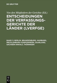 Abbildung von: Berlin, Brandenburg, Hamburg, Mecklenburg-Vorpommern, Saarland, Sachsen-Anhalt, Thüringen - De Gruyter