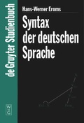 Cover: Syntax der deutschen Sprache - De Gruyter