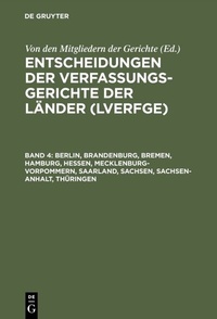 Abbildung von: Berlin, Brandenburg, Bremen, Hamburg, Hessen, Mecklenburg-Vorpommern, Saarland, Sachsen, Sachsen-Anhalt, Thüringen - De Gruyter