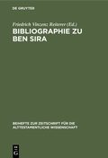 Cover: Bibliographie zu Ben Sira - De Gruyter