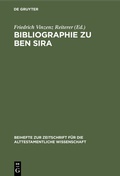 Cover: Bibliographie zu Ben Sira - De Gruyter