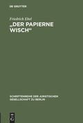Cover: "Der papierne Wisch" - De Gruyter