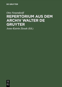 Abbildung von: Repertorium aus dem Archiv Walter de Gruyter - De Gruyter