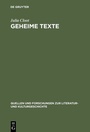 Cover: Geheime Texte - De Gruyter