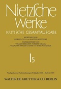 Cover: Nachgelassene Aufzeichnungen. Fr&uuml;hjahr 1868 - Herbst 1869 - De Gruyter