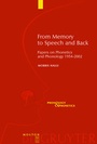 Cover: From Memory to Speech and Back - De Gruyter Mouton