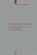 Cover: Savonarola als Apologet - De Gruyter