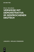 Cover: Verweise mit Demonstrativa im gesprochenen Deutsch - De Gruyter