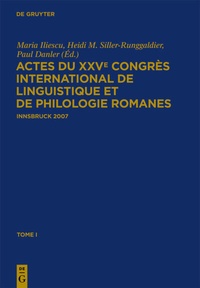 Abbildung von: Actes du XXVe Congrès International de Linguistique et de Philologie Romanes - De Gruyter